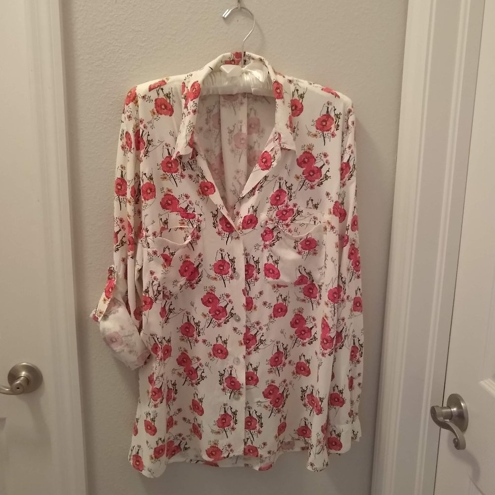 Just Living flowered button-down top